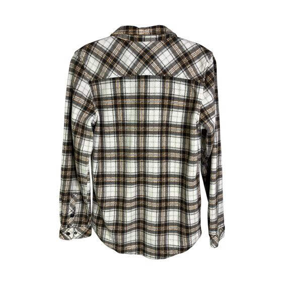 O'Neill Shirt Boys XL Cream Brown Plaid Snap Front Thick Flannel‎ Outdoorsy - Picture 3 of 10